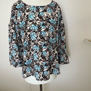 Elizabeth and James Floral Blouse - Blue and Black